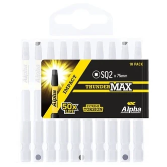 ThunderMax SQ2 x 75mm Impact Power Bit Handipack (x10)