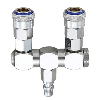 THB SWIVEL MANIFOLD, 2 WAY SOCKET & 1 PLUG, SINGLE ACTION COUPLERS