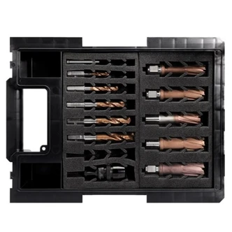 VersaDrive 12 Piece Starter Kit Hardox | TCT Annular Cutter Set | Drill Set 12mm to 18mm with Mag Drill Adaptor and Pilot Pin