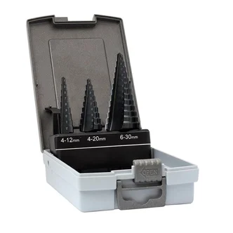 ThunderMax Step Drill Set Straight Flute incl 4-12mm, 4-20mm & 6-30mm Metric Plastic Box