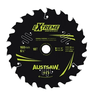 Austsaw Extreme: Wood with Nails Blade 160mm Thin Kerf