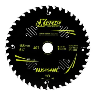 Austsaw Extreme: Wood with Nails Blade 165mm x 20/16 Bore x 40 T Thin Kerf