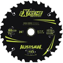 Austsaw Extreme: Wood with Nails Blade 185mm x 20 Bore x 24 T Bulk Pack (x20)