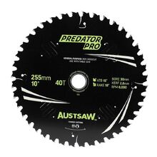 Austsaw Extreme: Wood with Nails Blade 255mm x 30 Bore x 40 T Table Saw