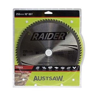 Austsaw Raider Timber Blade 255mm x 30/25.4 Bore x 80 T Thin Kerf