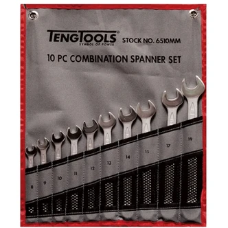 TENG COMBINATION SPANNER SET W/WALLET, METRIC, 10PCE, 8MM-19MM