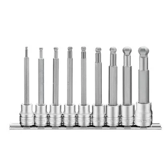 TENG 9PCE 3/8" LONG HEX BIT SOCKET BALL-END CLIP RAIL SET