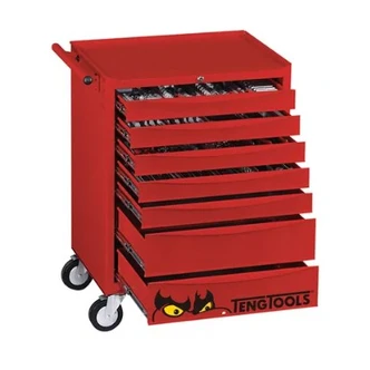 TENG 277PCE 26" 7 DRAWER ROLL CABINET TOOL KIT, METRIC, PS TRAYS, RED