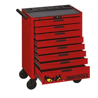 TENG 546PCE 26" 8 DRAWER ROLL CABINET TECHNICIANS TOOL KIT, METRIC, PS TRAYS, RED