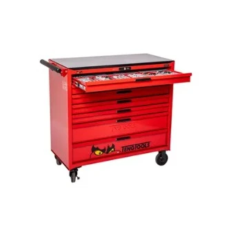 TENG 622PCE 37" 7 DRAWER ROLL CABINET TOOL KIT, METRIC & IMPERIAL, PS TRAYS, RED
