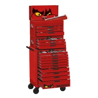 TENG 715PCE 26" 19 DRAWER STACK TOOL KIT, METRIC & IMPERIAL, PS TRAYS, RED