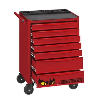 TENG 174PCE 26" 7 DRAWER ROLL CABINET TOOL KIT, METRIC, EVA TRAYS, RED