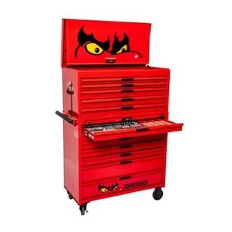TENG 846PCE 37" 12 DRAWER STACK TOOL KIT, METRIC & IMPERIAL, EVA TRAYS, RED