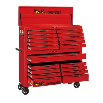 TENG 1200PCE 53" 19 DRAWER STACK TOOL KIT, METRIC & IMPERIAL, PS TRAYS, RED