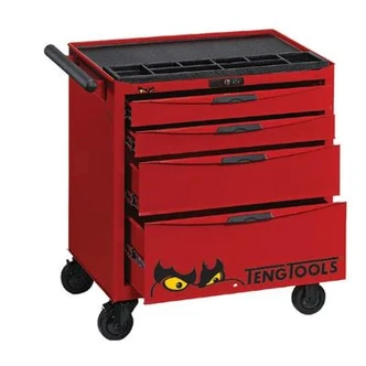 TENG 26" PRO LOW HEIGHT ROLL CABINET, 4 DRAWERS, RED