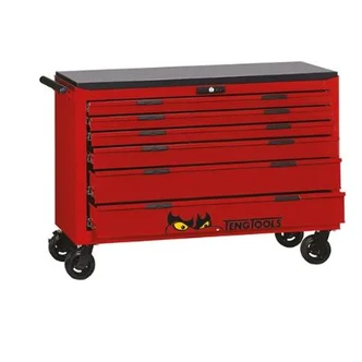 TENG 53" PRO ROLL CABINET, 6 DRAWERS, RED