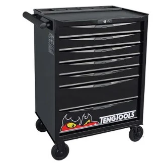 TENG 26" PRO ROLL CABINET, 7 DRAWERS, BLACK