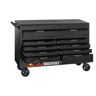 TENG 53" PRO ROLL CABINET, 9 DRAWERS, BLACK