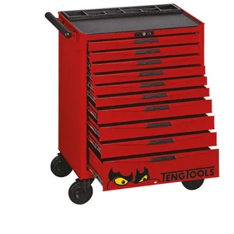 TENG 26" PRO ROLL CABINET, 10 DRAWERS, RED
