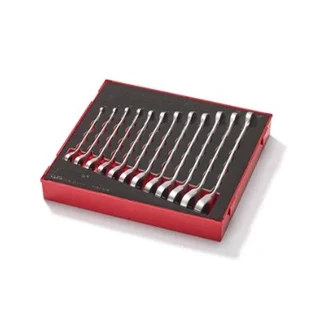 TENG 12PCE REV. RATCHET MM COMBINATION SPANNER SET - TED-TRAY