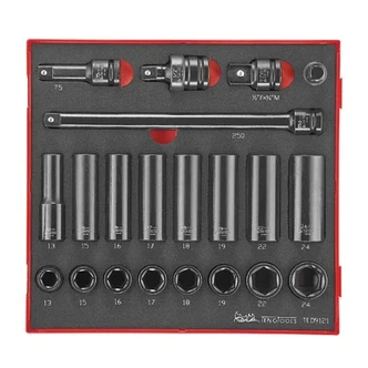 TENG 21PCE 1/2" DR. METRIC IMP. SOCKET & ACC. SET - TED-TRAY