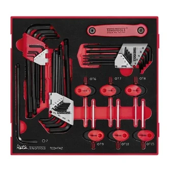 TENG 42PCE MM/AF HEX & TX BALL-END KEY SET - TED-TRAY