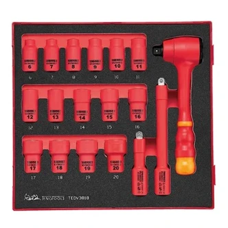 TENG 18PCE 1000V VDE 3/8" DR. INSULATED SOCKET SET- TED-TRAY