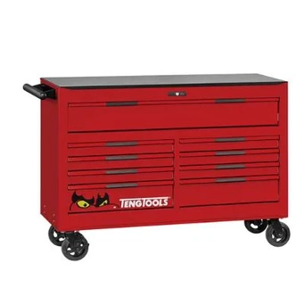 TENG 53" PRO35 ROLL CABINET, 9 DRAWERS, RED