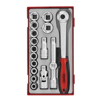 TENG 17PCE 1/2" DR. SOCKET & ACC SET 10-24MM - TC-TRAY
