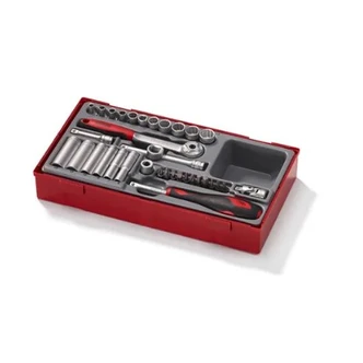 TENG 35PCE 1/4" DR. SOCKET & ACC SET 4-13MM (12-PT) - TC-TRAY