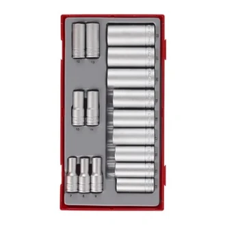 TENG 16PCE 3/8" DR. DEEP SOCKET SET 7-22MM (12-PT) - TC-TRAY