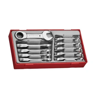 TENG 10PCE STUBBY RATCHET COMBINATION SPANNER SET - TC-TRAY