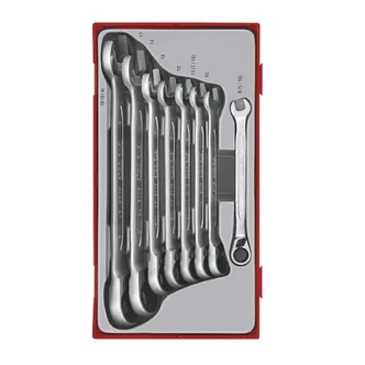 TENG 8PCE REVERSIBLE RATCHET COMBINATION SPANNER SET 8-19MM - TC-TRAY