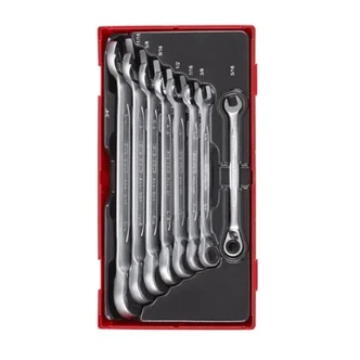 TENG 8PCE REVERSIBLE RATCHET AF COMBINATION SPANNER SET - TC-TRAY