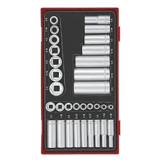 TENG 32PCE 1/4" & 3/8" DR. REG/DEEP AF SOCKET SET - TC-TRAY