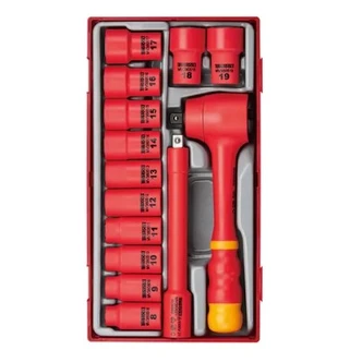 TENG 14PCE 1000V VDE 3/8" DR. INSULATED SOCKET SET - TC-TRAY
