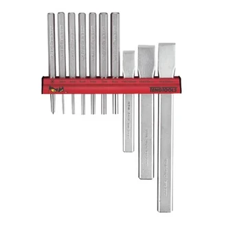 TENG 10PCE PUNCH & CHISEL SET W/ WALL RACK
