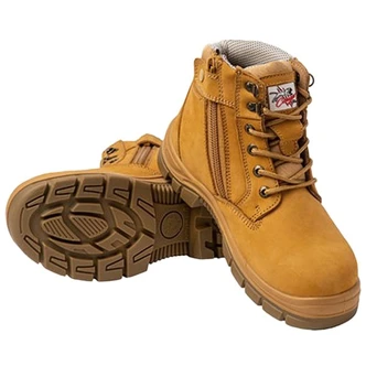 SORRENTO - Cougar 6 Wheat Lace Up Side Zip Collar Boot Non-Safety