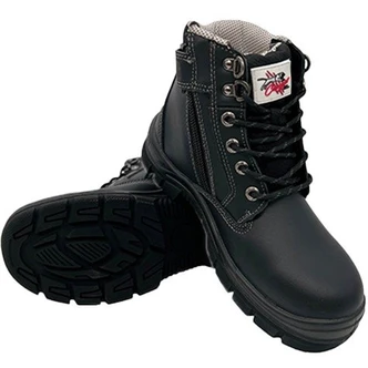 WANG - Cougar 6 Black Lace Up Side Zip Collar Boot Non Safety