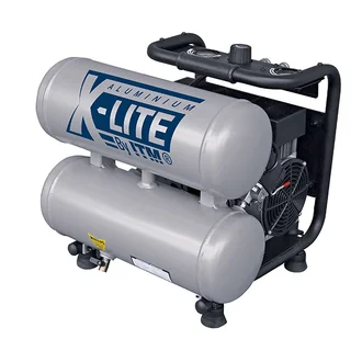X-LITE AIR COMPRESSOR SILENT 2HP ALUMINIUM TWIN TANK 16L FAD 125L/MIN