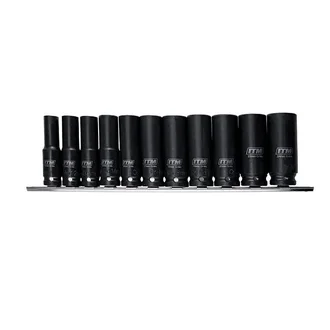 ITM 1/2" DR IMPACT SOCKET RAIL SET 11PCE - METRIC DEEP, 10-24MM