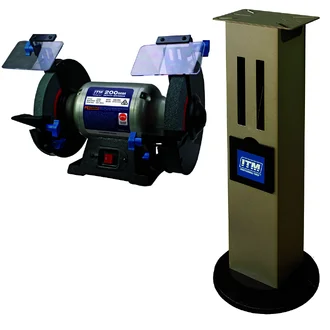 ITM BENCH GRINDER AND STAND, 240V, 600W, 200MM WITH EMERGENCY STOP SWITCH AND COOLANT TANK