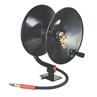 PRESSURE WASHER HOSE REEL 30M PIVOTING BASE WITH COUPLERS