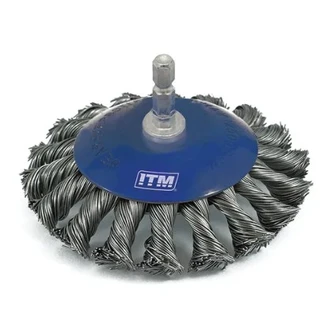 ITM TWIST KNOT BEVEL BRUSH STEEL 115MM, MULTI THREAD