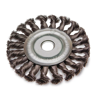 ITM TWIST KNOT WHEEL BRUSH STAINLESS STEEL 125MM, 22.2MM THREAD WITH 5/8" & 1/2" ADAPTORS