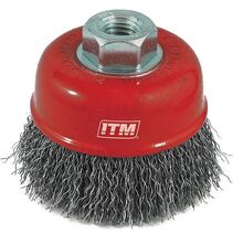 ITM CRIMP WIRE CUP BRUSH STAINLESS STEEL 75MM, MULTI THREAD