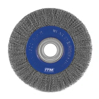 ITM CRIMP WIRE WHEEL BRUSH STEEL 250MM X 32MM, MULTI BORE