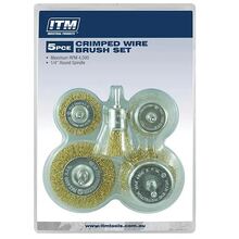 ITM CRIMP WIRE BRUSH KIT 5PCE INCLUDES: 50MM & 75MM CUP BRUSH, 50MM & 75MM WHEEL BRUSH & 25MM END BRUSH