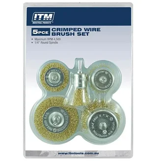 ITM CRIMP WIRE BRUSH KIT 5PCE INCLUDES: 50MM & 75MM CUP BRUSH, 50MM & 75MM WHEEL BRUSH & 25MM END BRUSH