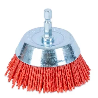 ITM NYLON SPINDLE MOUNTED CUP BRUSH 75MM, 80 GRIT, 1/4" HEX SHANK